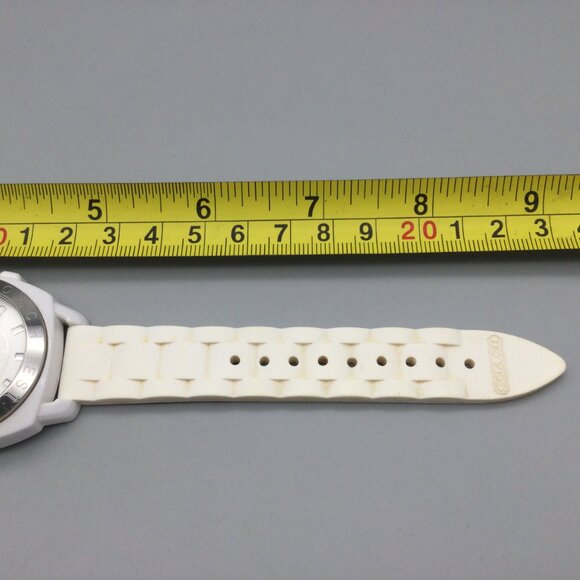 Coach Watch Women 42mm Silver Tone Logo Dial White Band New Battery main image 11